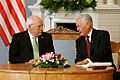 Lithuanian President Valdas Adamkus and Vice President Dick Cheney in Vilnius, Lithuania
