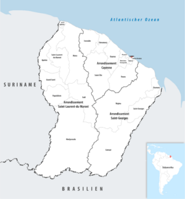 Location of the commune (in red) within French Guiana
