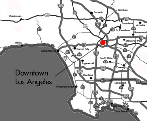 Freeway map of the Los Angeles area showing Downtown LA