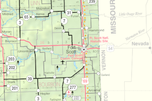 KDOT map of Bourbon County (legend)