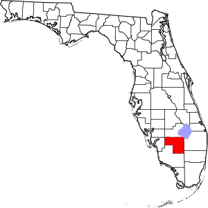Map of Florida highlighting Hendry County