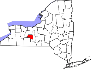 Map of New York highlighting Yates County