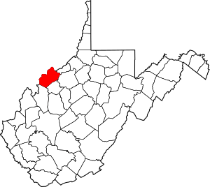 Map of West Virginia highlighting Wood County