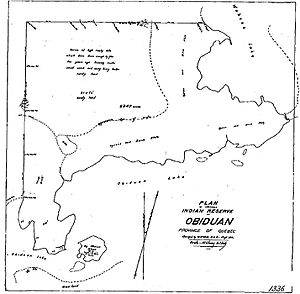 Map of the Planned Indian Reserve of Obijuan (Obedjiwan)