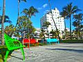 Miami Beach - South Beach buildings - Lummus Park and the Victor Hotel