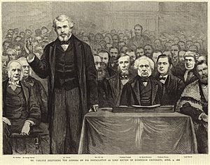 Mr. Carlyle delivering the address on his installation as Lord Rector of Edinburgh University, April 2, 1866