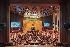 New Rajya Sabha chamber in the New Parliament building