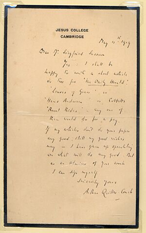 Quiller-couch letter to Sassoon