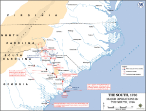 Revolutionary War - Major Operations in the South 1780.Dean.USMA.edu.history