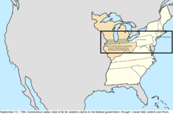 Map of the change to the United States in central North America on September 13, 1786