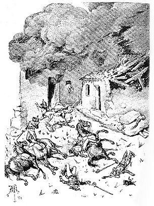 Valdepeñas durante la Guerra de Independencia, ilustración de "Bailén" de Galdós