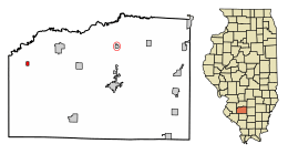 Location of Venedy in Washington County, Illinois.