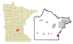 Location of the city of Delanowithin Wright County, Minnesota