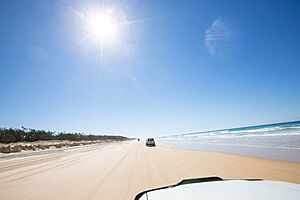4x4 Truck driving at Fraser Island Australia