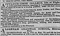 Advertisement for Appuldurcombe College 1889
