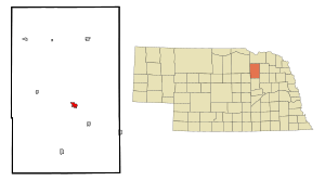 Location of Neligh within Antelope County and Nebraska