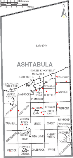 Ashtabula County Ohio Existing Covered Bridges Dot Map