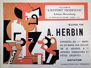 Auguste Herbin, invitation, Galerie de L’Effort Moderne, March 1918