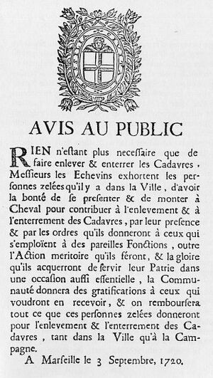 Avis au public Marseille 1720