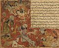 Balami - Tarikhnama - The Battle of Badr - The death of Abu Jahl, and the casting of the Meccan dead into dry wells (cropped)