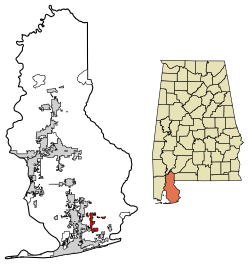 Location of Elberta in Baldwin County, Alabama.