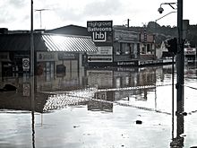 Brisbane Street in Ipswich flooded