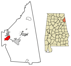 Location of Leesburg in Cherokee County, Alabama.