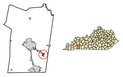Location of Pembroke in Christian County, Kentucky.