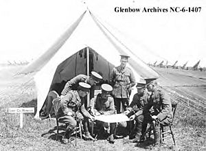 Colonel Harwood and staff of 51st Battalion, Sarcee Army Camp, Calgary, Alberta
