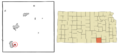Cowley County Kansas Incorporated and Unincorporated areas Parkerfield Highlighted