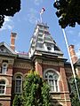 Dufferin County Court House main entrance Canada flag