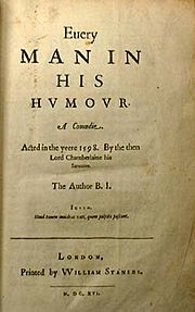 Every Man in his Humour title page 1616