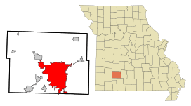 Greene County Missouri Incorporated and Unincorporated areas Springfield Highlighted.svg