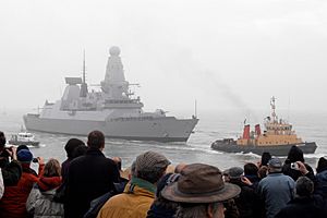 HMS Daring Enters Portsmouth for First Time MOD 45149879