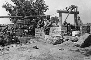Indian troops at a Persian well in Baku, Azerbaijan, 1917