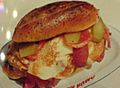 picture of a kumru sandwich containing egg and cheese