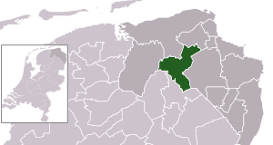 Highlighted position of Groningen in a municipal map of Groningen