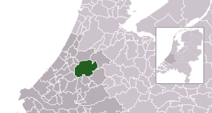 Highlighted position of Alphen aan den Rijn in a municipal map of South Holland