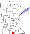 State map highlighting Faribault County