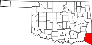 Map of Oklahoma highlighting McCurtain County