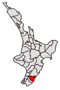 Location of Masterton District in North Island