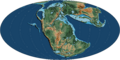 Mollweide Paleographic Map of Earth, 190 Ma (Pliensbachian Age)