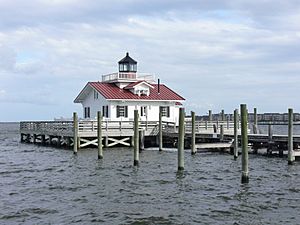 Reconstructed Roanoke Marshes Light on the waterfront of Manteo
