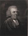 Engraving of an older heavyset man, wearing robes, vestments, and wig
