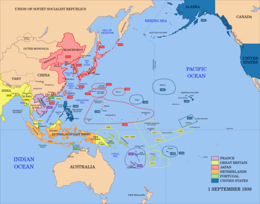 Pacific Area - The Imperial Powers 1939 - Map