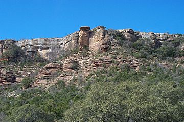 A photo of the Packsaddle Mountain cliff face