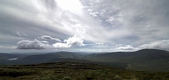 Panorama of Lough Dan, Scarr, and Tonelagee