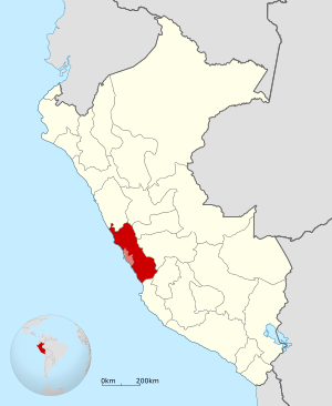 Location of the Department of Lima in Peru