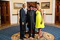 President Barack Obama and First Lady Michelle Obama greet His Excellency Goodluck Ebele Jonathan, President of the Federal Republic of Nigeria