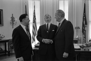 President Lyndon B. Johnson, Mike Manatos, and King Constatine of Greece